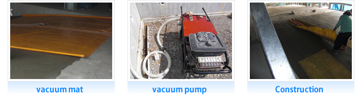 Construction with a vacuum mat and a vacuum pump